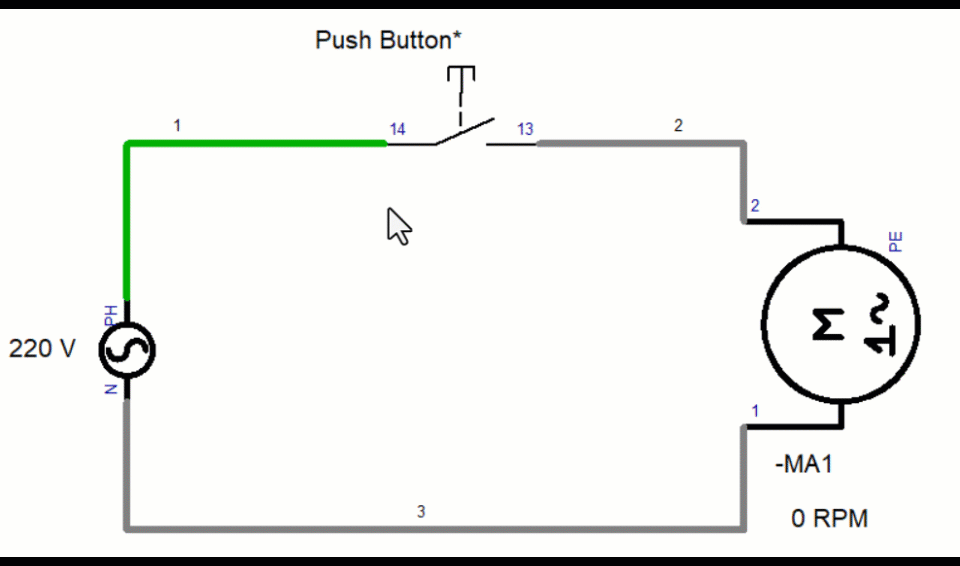 Circuit diagram of a push button.