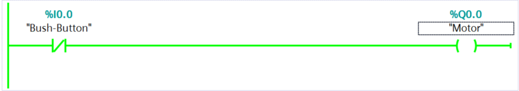 PLC ladder logic normally closed contact.